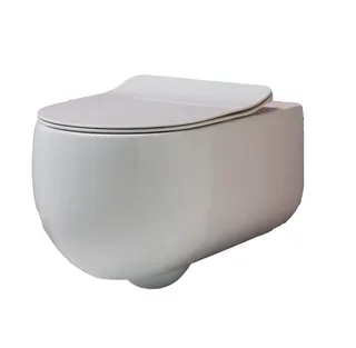 Flo Wall Hung Pan & Seat #311130 - Matte White - true Rimless pan image